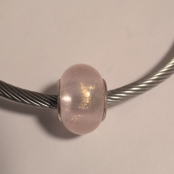 Silver Pink Sparkly Charm for Pandora Style Bracelet - Picture 4 of 4